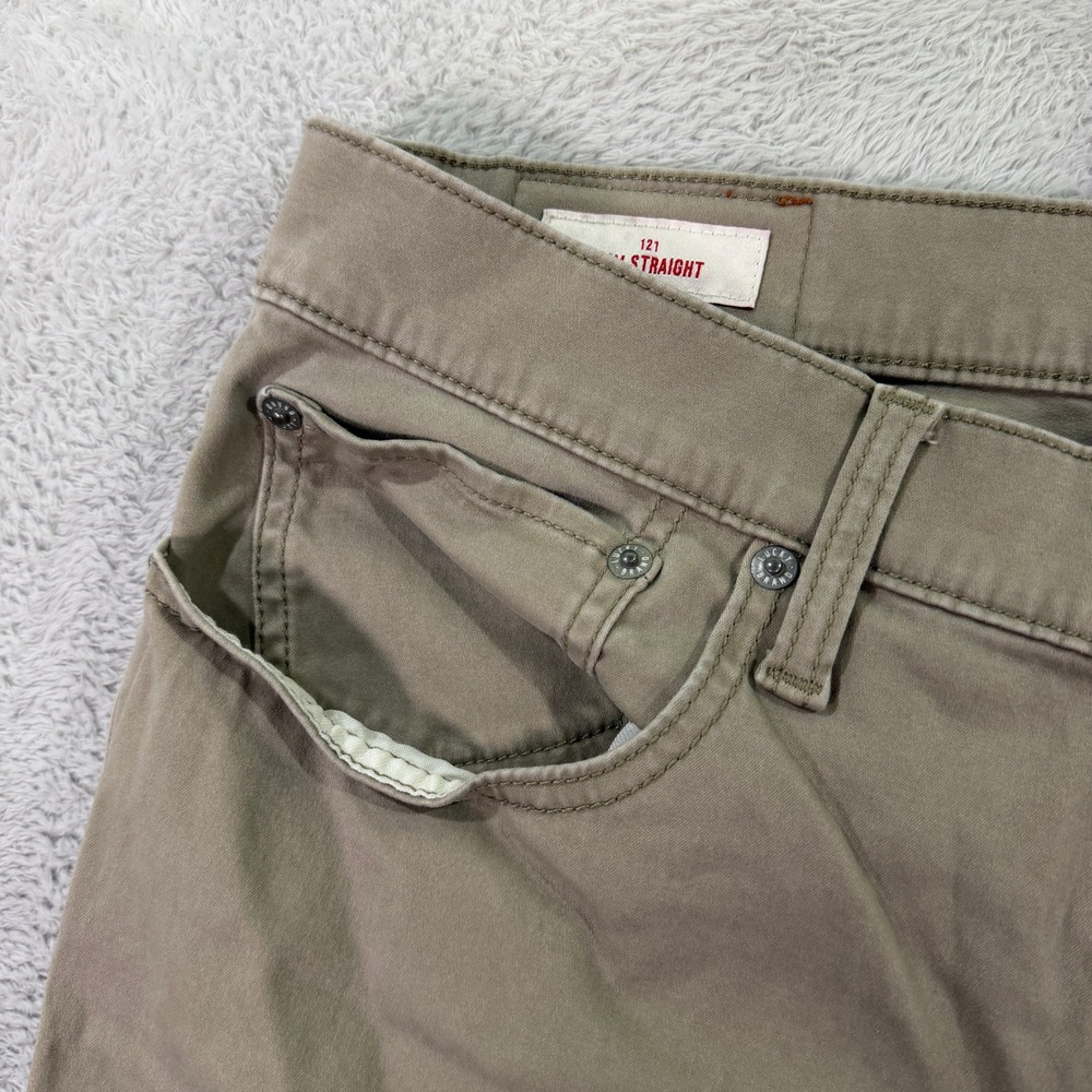 Lucky Brand Mens 34x32 121 Slim Straight Pants Beige Khaki Cotton Stretch Casual - Picture 4 of 14